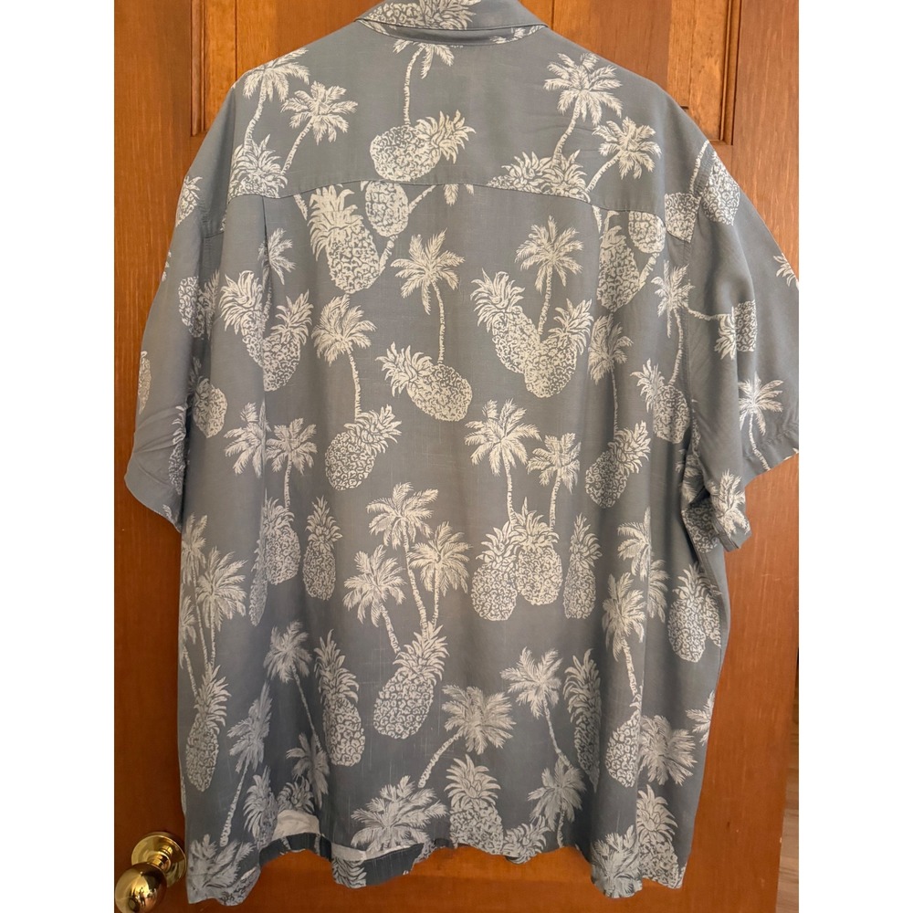 Oak Hill Resort Button-Up‎ Camp Shirt Men's 3XL Gray Loop Collar Hawaiian Beach - Picture 4 of 10